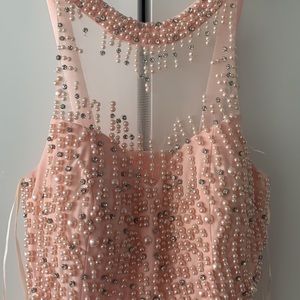 Light peach pink prom dress